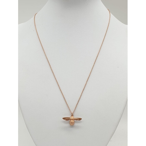 474 - Alex Monroe Baby Bee Necklace set in Sterling Silver with Rose Gold Vermeil, weight 4.4g and pendant... 