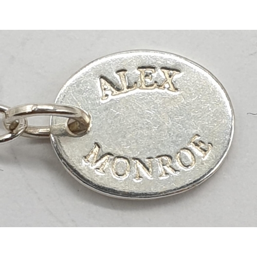 495 - Alex Monroe Floral Letter V Pendant on expandable Chain, set in Sterling Silver weight 2.9g and pend... 