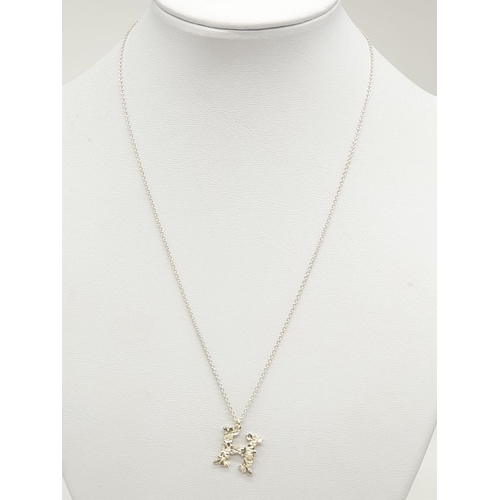 500 - Alex Monroe Floral Letter H Pendant & Chain in Sterling Silver, weight 3.2g and pendant 1.5cm long a... 