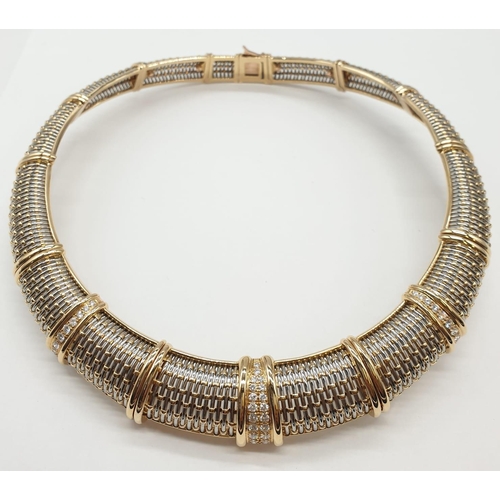 82 - A large Cartier choker 18ct yellow gold and steel, set with encrusted diamonds, weight 125.9g and 14... 