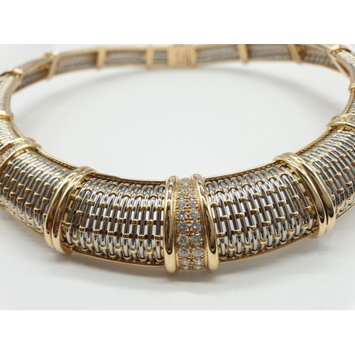 82 - A large Cartier choker 18ct yellow gold and steel, set with encrusted diamonds, weight 125.9g and 14... 