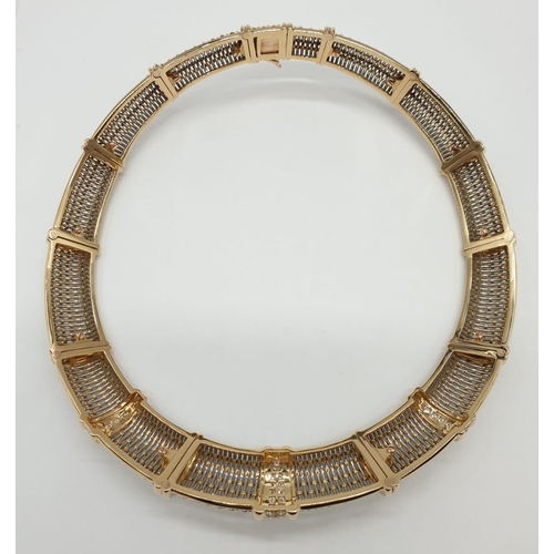 82 - A large Cartier choker 18ct yellow gold and steel, set with encrusted diamonds, weight 125.9g and 14... 