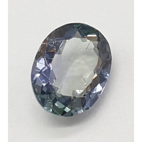 393 - 1.38ct  Tanzanite gemstone. Oval mixed cut. IDT certification included.