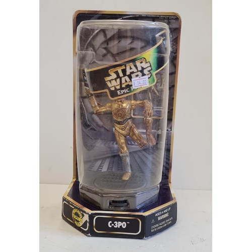 516 - 6 Star Wars: Epic Force 360 Action Figures. Late 1990's. To include C3PO, Stormtrooper, Bobafett, Qu... 