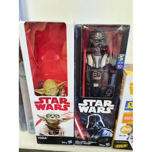 527 - Star Wars Collectable Box Jobhot to include figures, Deathstar Set, 2x Chess Sets, Disney Rogue One ... 