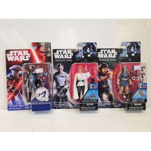 530 - Star Wars 3 3/4 Hasbro Figures Rogue One, Rebels and Force Awakens. In mint condition in the box. In... 