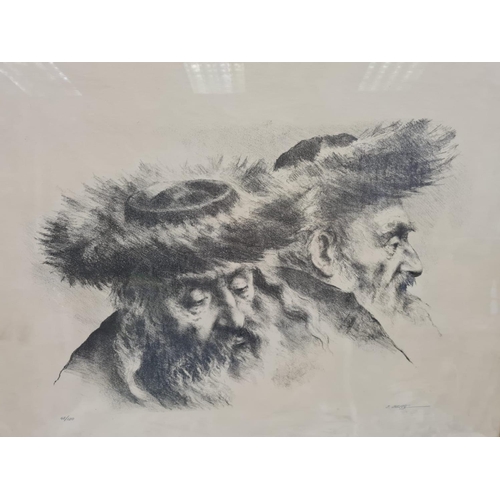 97 - An Itshak Holtz limited edition print of two elderly gentlemen. No. 48/120