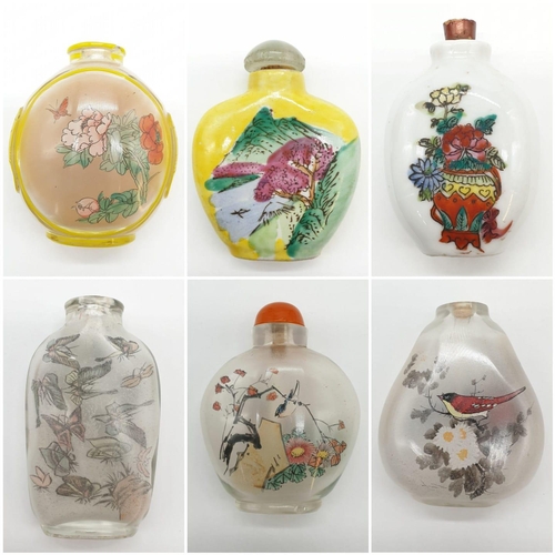 300 - A quantity of Chinese opium bottles. Beautifully decorated, some complete with stoppers. 6 in total.