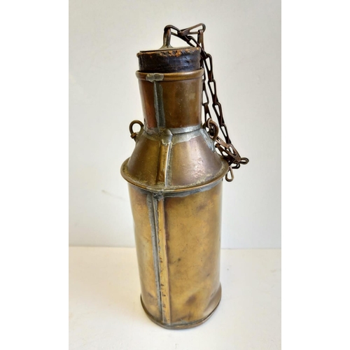 319 - Boer War-WW1 Ships Copper Table Water Bottle. The bottom is weighted to keep it stable when at sea.