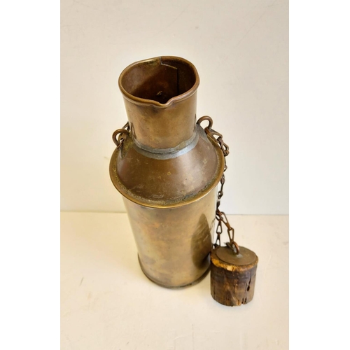 319 - Boer War-WW1 Ships Copper Table Water Bottle. The bottom is weighted to keep it stable when at sea.