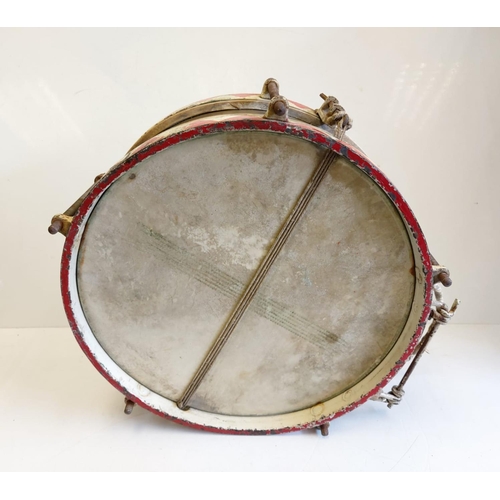 66 - 3rd Reich Hitler Youth Marching Drum. Nice period piece circa 1930’s. Alas a small hole in the top s... 