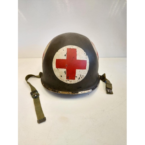 76 - Vietnam War Era US M1 Medics Helmet & Liner.