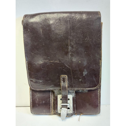 613 - WW2 German Leather Map Case Dated 1942. Named to a Captain Muller.