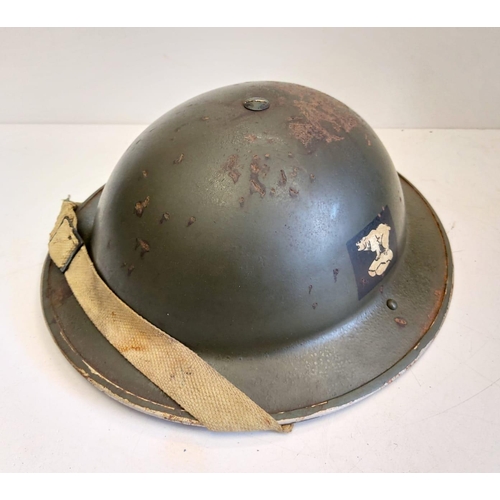 51 - WW2 British Brodie Helmet with insignia of the 49th (West Riding) Infantry Division.