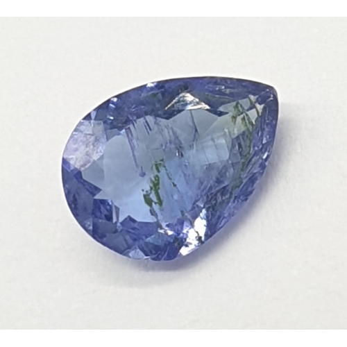 380 - 0.91 Cts Tanzanite. Pear mixed cut. IDT certification included. Some minor scratches to stone.