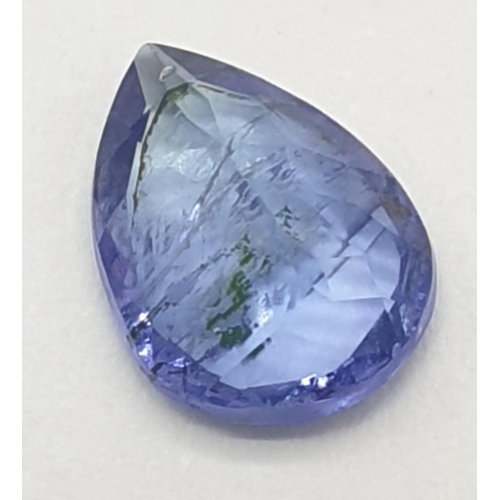 380 - 0.91 Cts Tanzanite. Pear mixed cut. IDT certification included. Some minor scratches to stone.