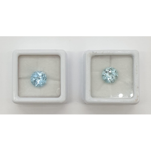 476 - 3.45 Cts Natural blue topaz, Nice light blue colours. Round cut stones. Set of two pieces.