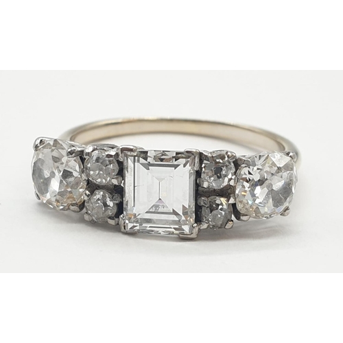 15 - A vintage 18ct white gold and diamond ring with over 2cts of top quality diamonds. 3.0 grams in weig... 