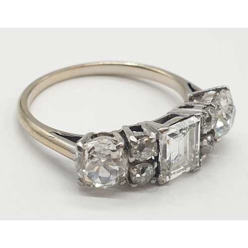 15 - A vintage 18ct white gold and diamond ring with over 2cts of top quality diamonds. 3.0 grams in weig... 