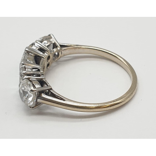 15 - A vintage 18ct white gold and diamond ring with over 2cts of top quality diamonds. 3.0 grams in weig... 