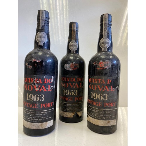 57 - 3 Bottles of Quinta Do Noval 1963. Vintage Port.