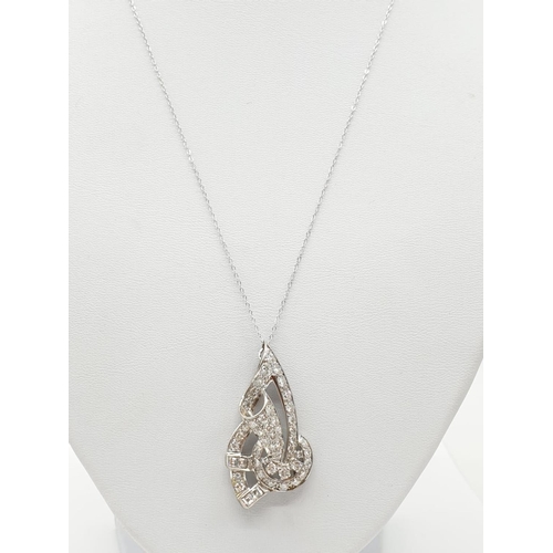 705 - Platinum and Diamond PENDANT; 8.2g    In excess of 2 ct of diamonds.