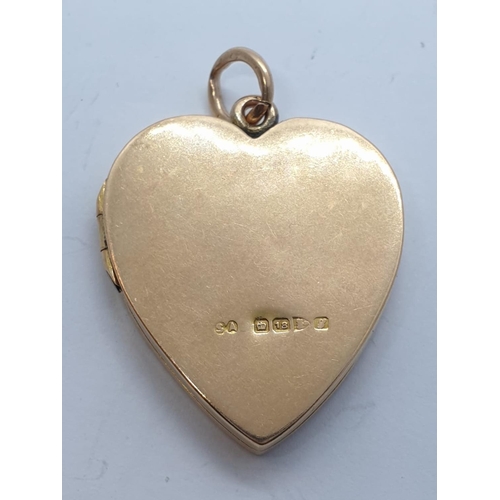 728 - Vintage 18ct gold heart LOCKET /PENDANT .   9.7g    3cm