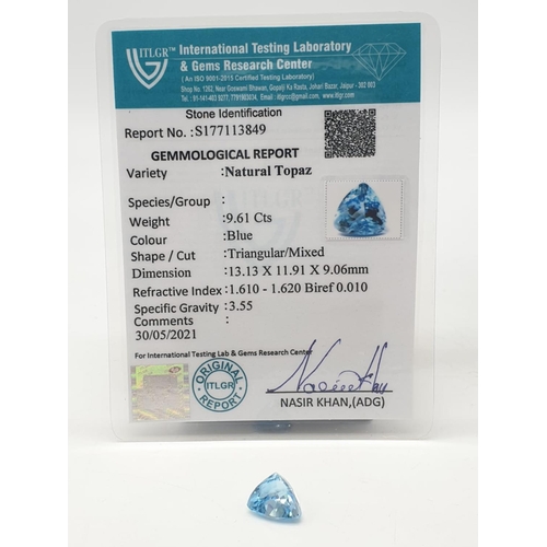 190 - 9.61ct Natural Blue Topaz Gemstone ITLGR Certified