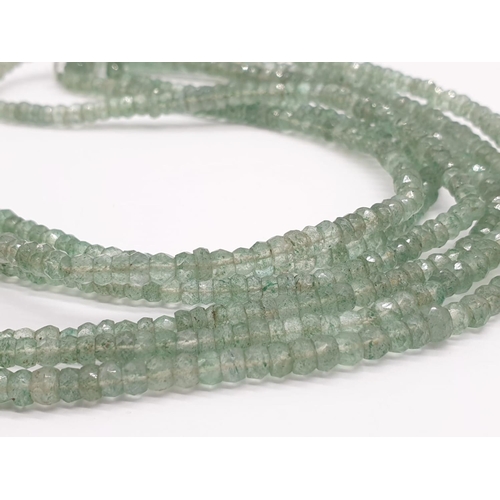 344 - Aventurine Gemstone Beads Necklace with a Fluorite and Rainbow Labradorites Clasp, 0.55ct Diamonds 4... 