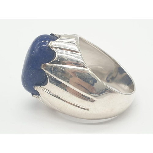 365 - 19ct Lapis Lazuli Gemstone Ring in 925 Silver. Size T. Total weight 13.88 grams.