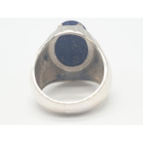 365 - 19ct Lapis Lazuli Gemstone Ring in 925 Silver. Size T. Total weight 13.88 grams.