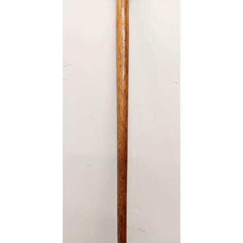 373 - Gentleman's antique walking stick, with brass studs on the holder and a brass tip-end, 88cm long