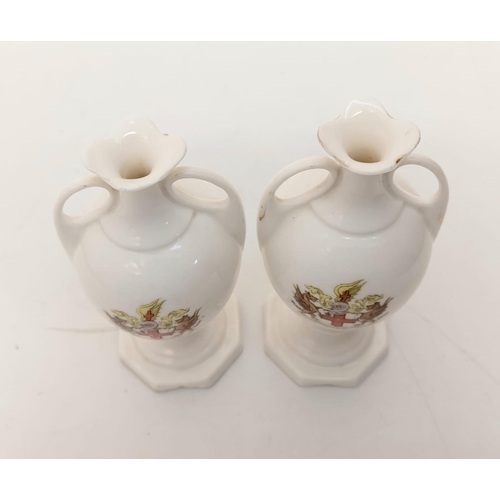 449 - Pair of small city of London ornamental ceramic vases, 12cm tall