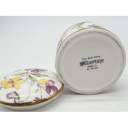 452 - Small Albertina England fine bone china trinket box with floral decoration, 6cm diameter