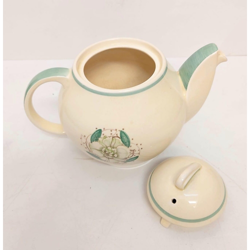 456 - Susie Cooper teapot with floral design, traditional style made by Crown works pottery