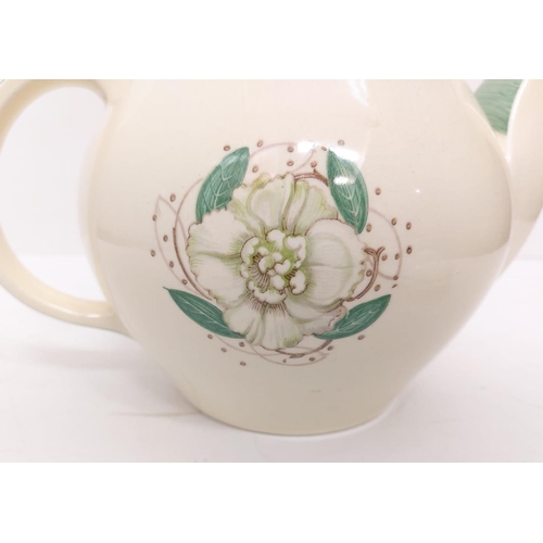 456 - Susie Cooper teapot with floral design, traditional style made by Crown works pottery