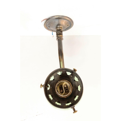 487 - A pair of brass wall lights with green reflectors. Manufactured by The Great British Lighting Compan... 