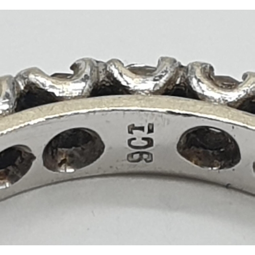 393 - 9ct white gold eternity ring. 3.2g, size P.