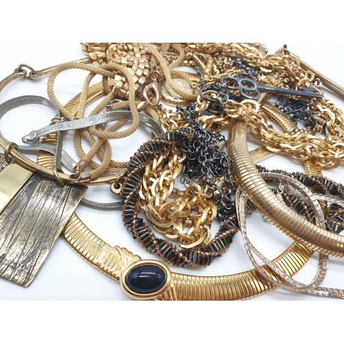 436 - A dozen costume Jewellery Necklaces with Gold Silver effects