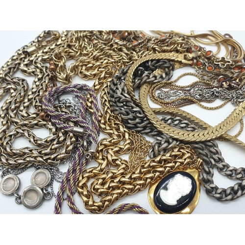 446 - 12 Costume Jewellery Necklaces, with Gold, Silver, Porcelain and Diamond effects