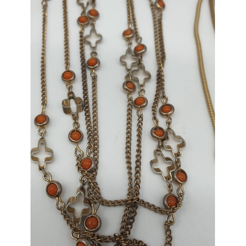 446 - 12 Costume Jewellery Necklaces, with Gold, Silver, Porcelain and Diamond effects