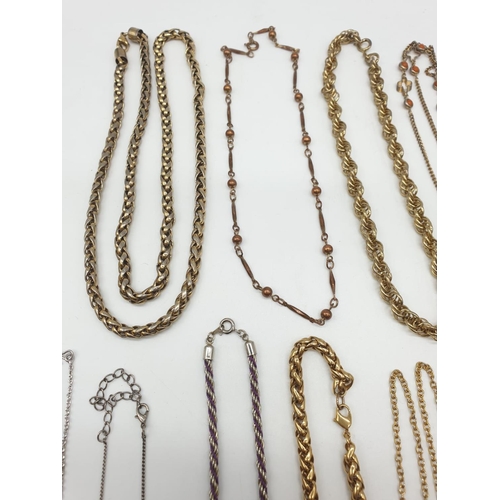 446 - 12 Costume Jewellery Necklaces, with Gold, Silver, Porcelain and Diamond effects