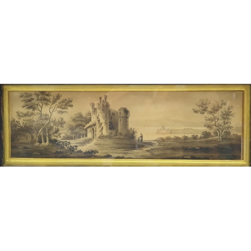 595 - OLD MASTERS INK STUDY IN ORIGINAL
ANTIQUE EBONY & GILT FRAME GLAZED
 MID - LATE 19TH CENTURY, 55cm x... 