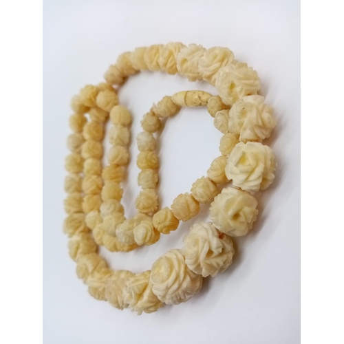 504 - Late 19th Century hand crafted graduated ivory necklace 40.5g, 50cm long.