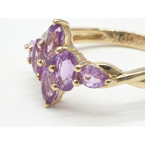 217 - Pink topaz set in 10ct gold ring, weight 2.3g, size P