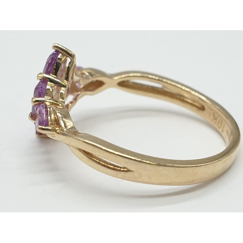 217 - Pink topaz set in 10ct gold ring, weight 2.3g, size P