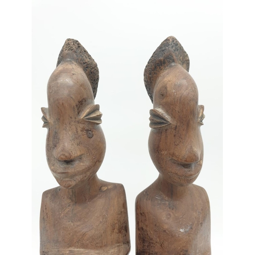 260 - A pair of Early African Wood Carved Maternity Figures  from the LEGA Tribe (CONGO), 31cm tall approx