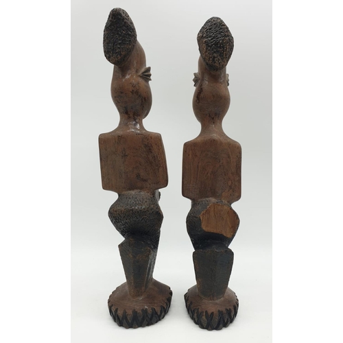 260 - A pair of Early African Wood Carved Maternity Figures  from the LEGA Tribe (CONGO), 31cm tall approx