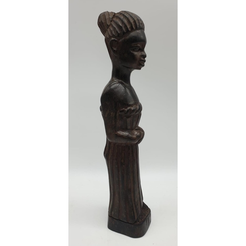 267 - Carved wooden African female Figure from Congo, 30cm tall