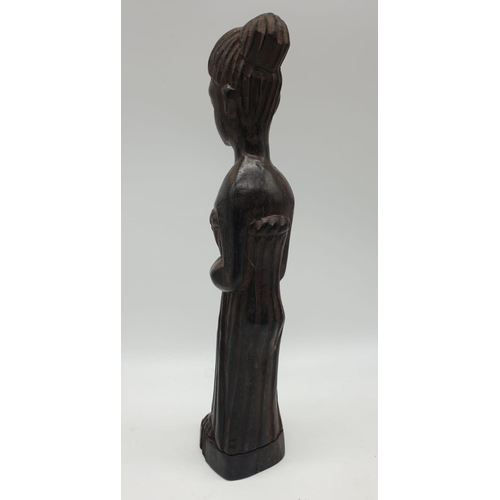 267 - Carved wooden African female Figure from Congo, 30cm tall